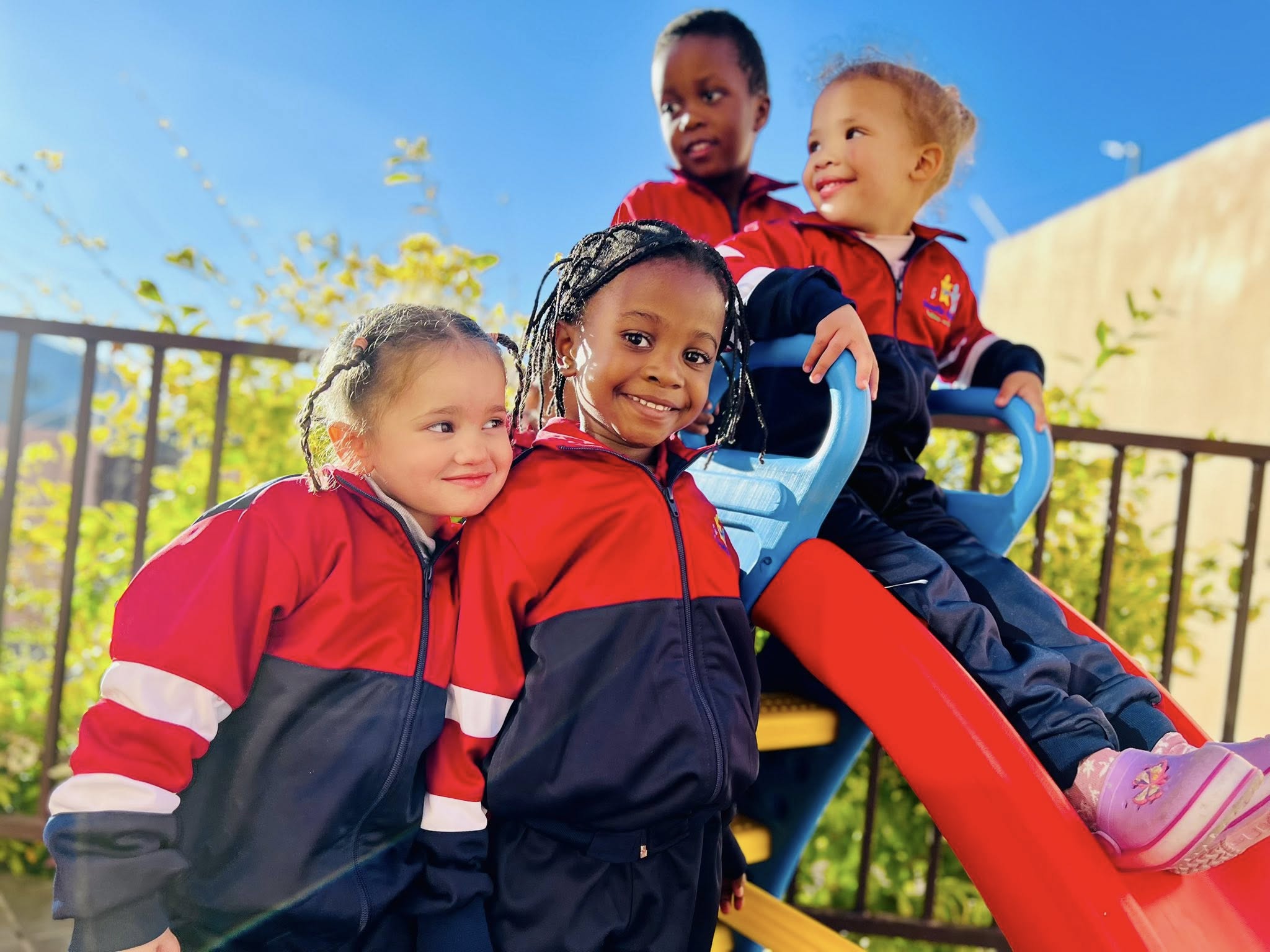 Children on the playground slide